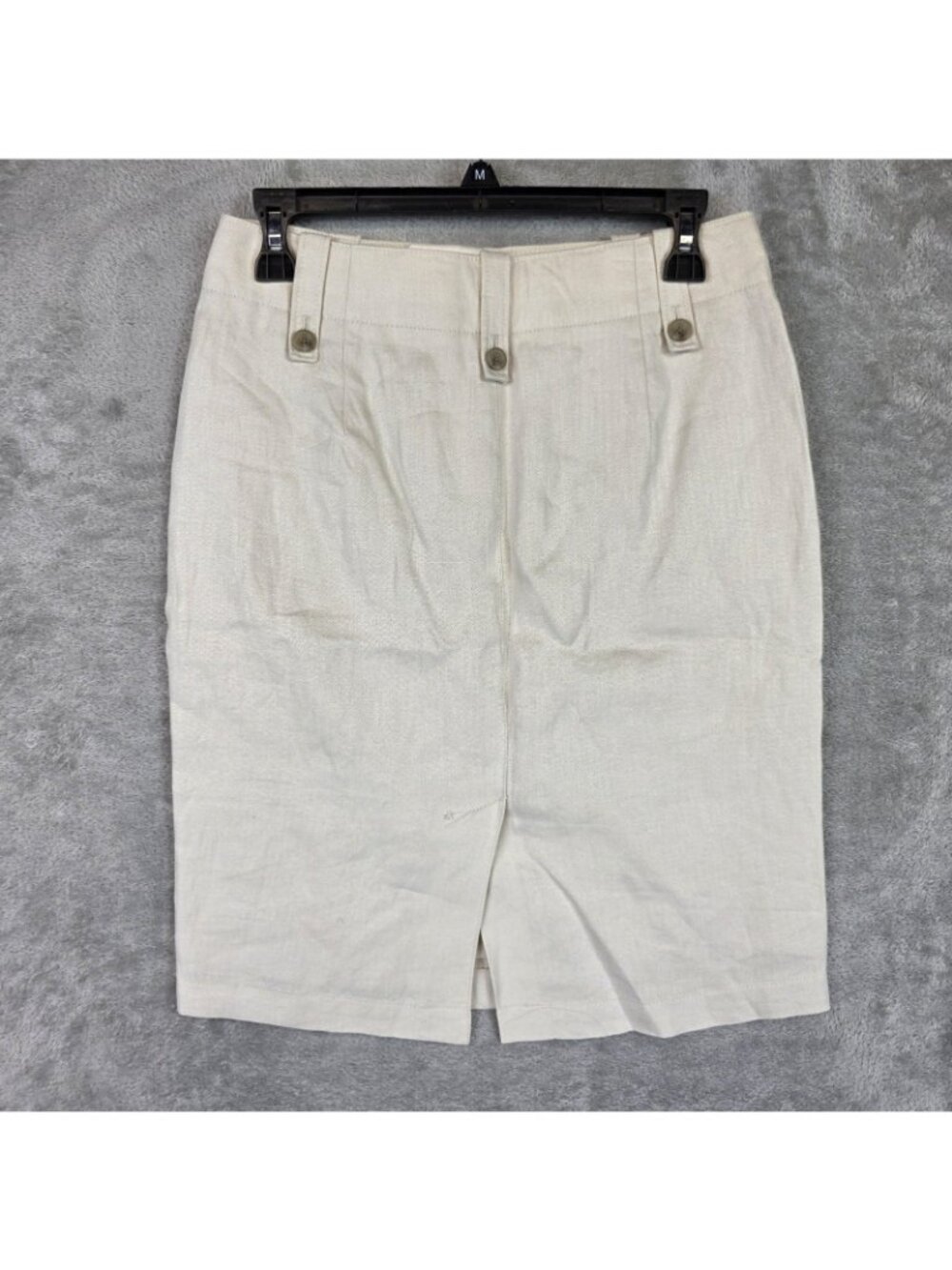 J Crew Skirt Womens 0 Cream Linen Pencil Knee Length Pockets Lined Zip Office - Picture 2 of 10